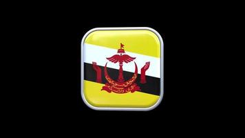 3d Brunei Flag Square Icon Animation Transparent Background Free Video