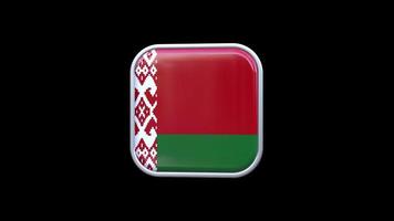 3d Vitryssland flagga fyrkant ikon animering transparent bakgrund fri video