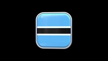 3d botswana flagga fyrkant ikon animering transparent bakgrund fri video
