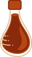 Soy sauce doodle. Soy sauce in a transparent bottle with a cap. Color vector cartoon illustration.