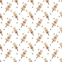 Dango pattern11. Cute seamless pattern with japanese sweet in the form of animal faces. Doodle color cartoon illustration. vector