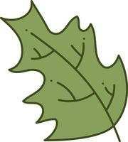 Leaf doodle. Green leaf of a tree. Cartoon color vector illustration.