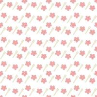 Sakura mochi pattern5. Seamless pattern with sakura flower and fork for sakura mochi. Doodle cartoon vector illustration.