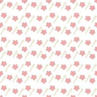 Sakura mochi pattern5. Seamless pattern with sakura flower and fork for sakura mochi. Doodle cartoon vector illustration.