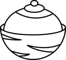 Bowl for miso soup2. Doodle black and white bowl for miso soup. Cartoon vector illustration.