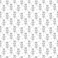 Dango pattern17. Cute seamless pattern with japanese sweet in the form of animal faces. Doodle black and white cartoon illustration. vector