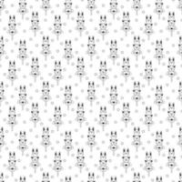 Dango pattern17. Cute seamless pattern with japanese sweet in the form of animal faces. Doodle black and white cartoon illustration. vector