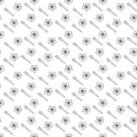 Sakura mochi pattern10. Seamless pattern with sakura flower and fork for sakura mochi. Doodle cartoon vector illustration.
