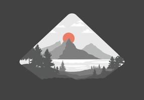 Landscape art illustration of a mountain and lake vector