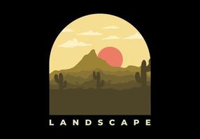 Colorful desert landscape with cactus trees illustration vector