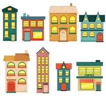 Set houses, buildings, and architecture variations in flat style vector