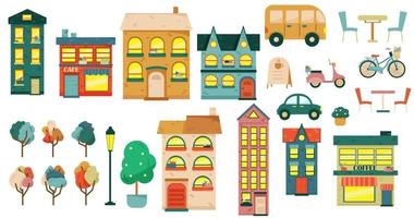 Big set with city elements to make your own city. vector