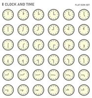 Clock and time icon set. Flat icon set. vector