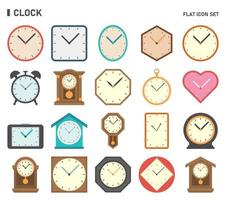 conjunto de iconos de reloj y hora. conjunto de iconos planos. vector