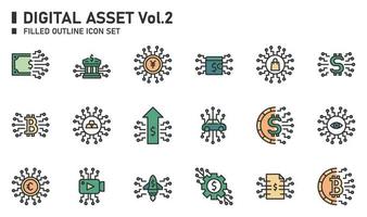 Digital asset filled outline icon set. vector