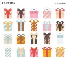 conjunto de iconos planos de caja de regalo. vector