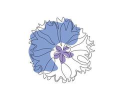 abstract cornflower flower in the style of one line art vector