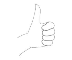 a hand showing a thumbs up in the style of one line art vector