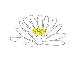 the lotus flower or water lily is hand-drawn in a minimalist style, in the technique of a single line, a monoline. Cosmetics symbol, beauty salon logo vector