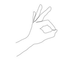 the hand showing the ok sign in the style of one line art vector