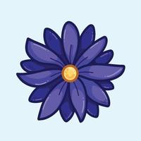 ilustración de vector de flor de color azul medianoche oscuro para decoración aislada sobre fondo liso. dibujo de pétalos de flores naturales con estilo simple de dibujos animados. arte temático botánico.