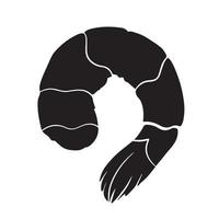 Cooked shrimp icon silhouette vector isolated on white background. Simple flat art styled sea food pictogram.