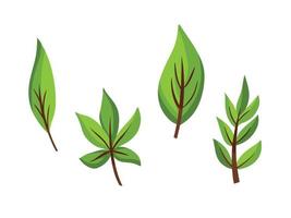 Leaves with different types and shapes vector illustration set isolated on white background