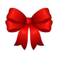 Beautiful voluminous red bow isolated on a white background. Red ribbon. Design element for holiday decor. Vector illustration.