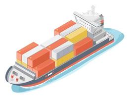 Red containers ship logistic import china export shipping element vector isometric isolated vector