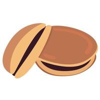 Dorayaki - Japanese Red Bean Pancake.Dessert with red bean filling between two slices of pancakes. vector