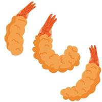 la tempura de camarones es un plato japonés. conjunto de camarones tempura vector