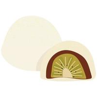 Mochi - Japanese rice cake with kiwi. Traditional food for the Japanese New Year. vector