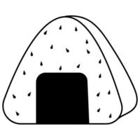 onigiri o bola de arroz, es una comida japonesa hecha de arroz blanco formado en forma triangular y envuelto en nori.line art onigiri ilustración vector