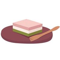 Hishi mochi  is a  Japanese sweet, diamond shapes and typically formed from three layers of pink, white, and green mochi vector