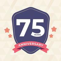 75th years anniversary Celebrating icon logo label Vector event gold color shield