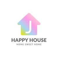 letter J happy house vector logo design