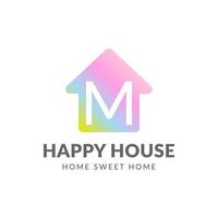 letter M happy house vector logo design