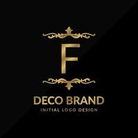 letra f decorativa marca retro remolino vector logotipo inicial