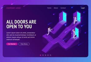 Choice, career ladder isometric landing page. vector