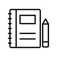 ilustración de vector de cuaderno en un fondo. símbolos de calidad premium. iconos vectoriales para concepto y diseño gráfico.