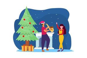 Celebrating Christmas Day Flat Design vector