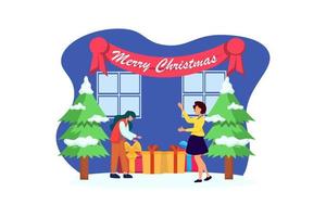 Outdoors Christmas Day Flat Design vector