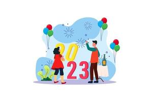 Welcome New Year 2023 Flat Design vector