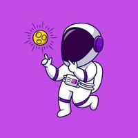 Cute Astronaut Get Ideas Cartoon Vector Icons Illustration. Flat Cartoon Concept. Suitable for any creative project.