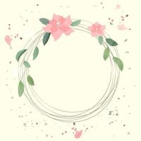 floral frame with watercolor background vector