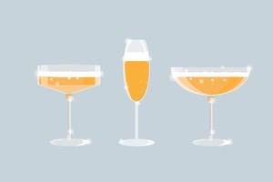 Set of Glasses of champagne isolated on transperent background vector