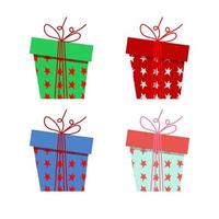 Merry christmas and Happy New Year. Gifts boxes with Stars. vector