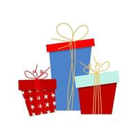 Merry christmas and Happy New Year. Red and Blue Gifts boxes. vector