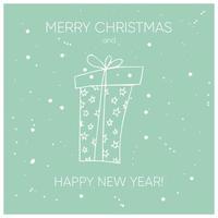 Merry Chrisrmas and Happy New Year card with christmas box. Winter holidays design vector