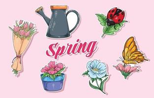 Spring Themed Sticker Template vector